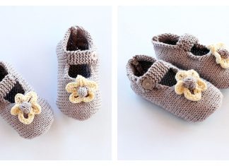 Flower Mary Jane Baby Booties Free Knitting Pattern Flower Mary Jane Baby Booties Free Knitting Pattern