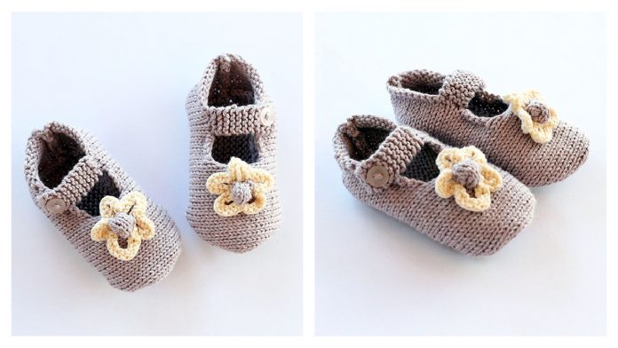 Flower Mary Jane Baby Booties Free Knitting Pattern Flower Mary Jane Baby Booties Free Knitting Pattern