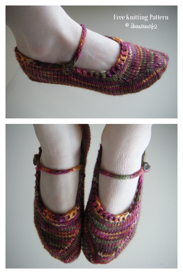 Women Mary Jane Slippers Free Knitting Pattern