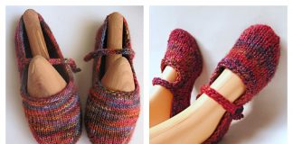 Women Mary Jane Slippers Free Knitting Pattern