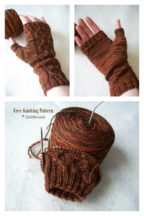 Zombie Vixen Cable Fingerless Gloves Free Knitting Pattern