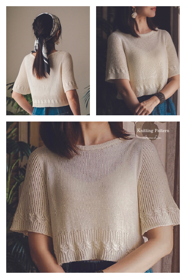 Lyra Tee Crop Summer Top Knitting Pattern