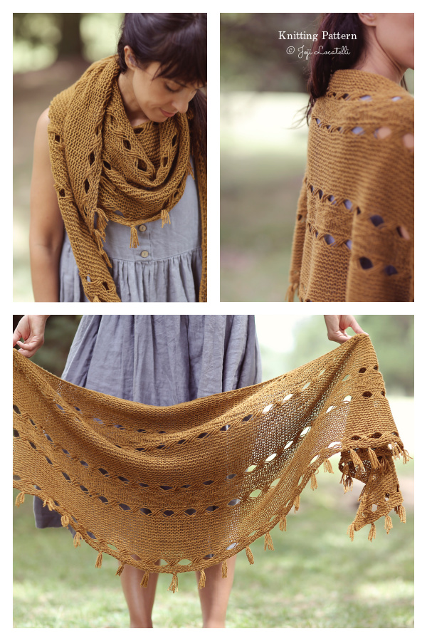 Garter Stitch Lace Hipster Shawl Knitting Pattern