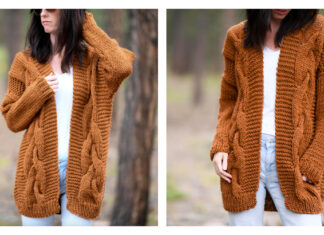 Easy Cable Sweater Cardigan Free Knitting Pattern Easy Cable Sweater Cardigan Free Knitting Pattern