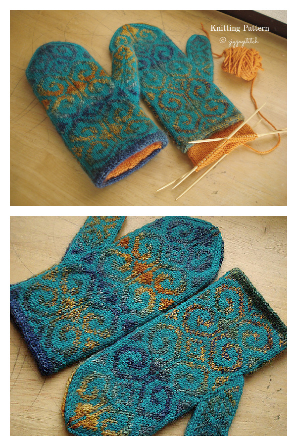 Lined Fiddlehead Mittens Knitting Pattern