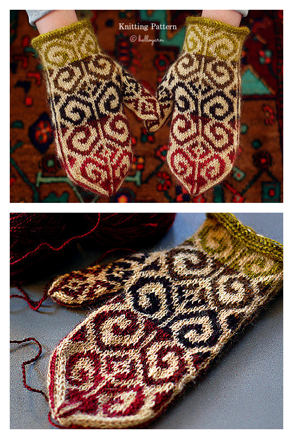 Lined Fiddlehead Mittens Knitting Pattern