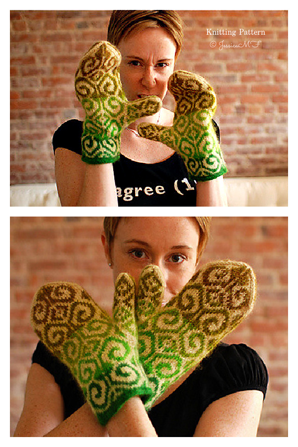 Lined Fiddlehead Mittens Knitting Pattern