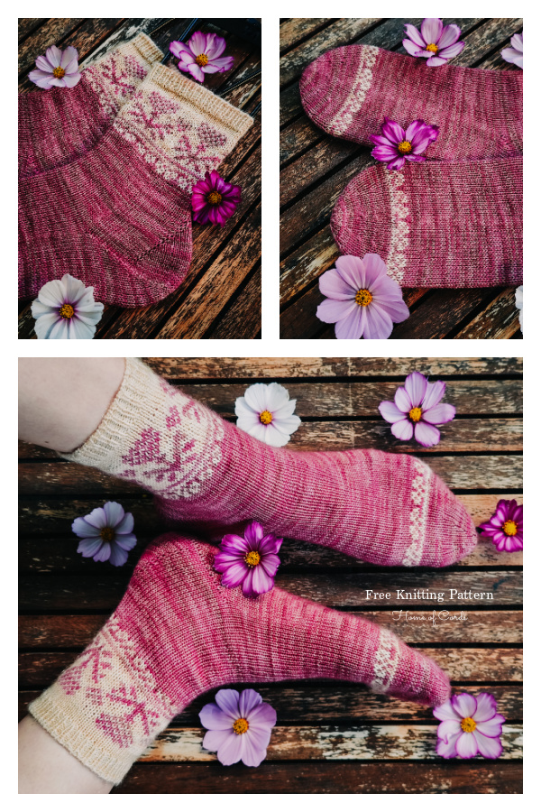 Brave Hearts Bloom Socks Free Knitting Pattern