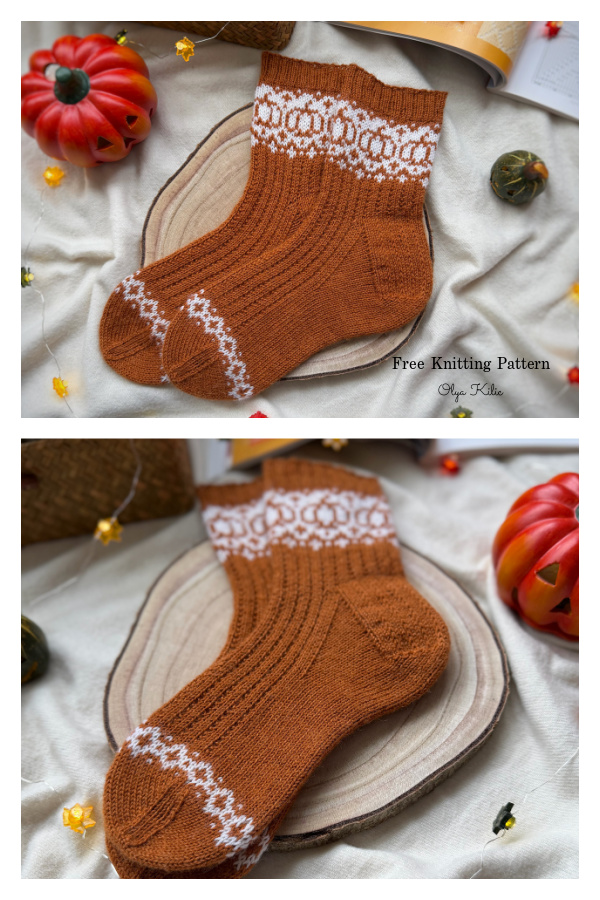 Pumpkin Socks Kurbis Free Knitting Pattern